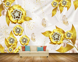 Avikalp MWZ1354 Golden Flowers Butterflies 3D HD Wallpaper Avikalp MWZ1354 Golden Flowers Butterflies 3D HD Wallpaper