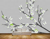 Avikalp MWZ1355 White Flowers Branches Butterflies 3D HD Wallpaper Avikalp MWZ1355 White Flowers Branches Butterflies 3D HD Wallpaper