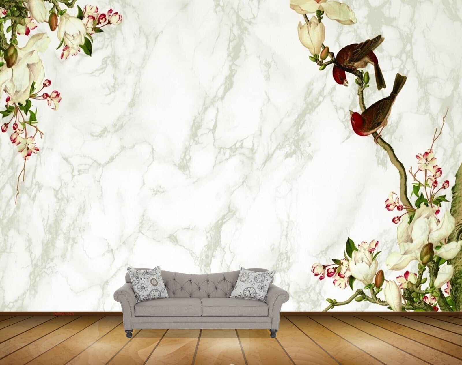 Avikalp MWZ1379 White Pink Flowers Birds 3D HD Wallpaper Avikalp MWZ1379 White Pink Flowers Birds 3D HD Wallpaper
