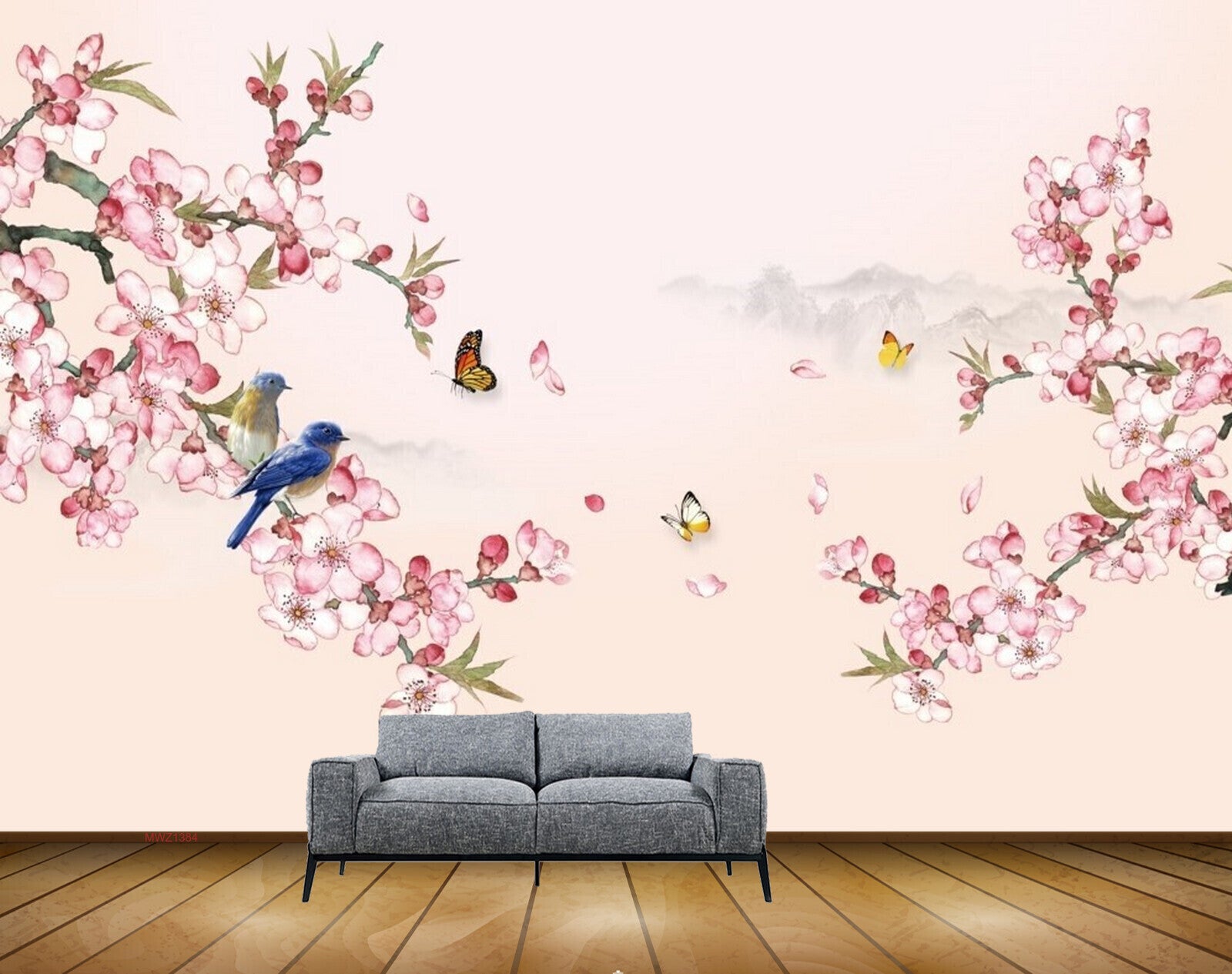 Avikalp MWZ1384 Pink Flowers Birds Butterflies HD Wallpaper Avikalp MWZ1384 Pink Flowers Birds Butterflies HD Wallpaper