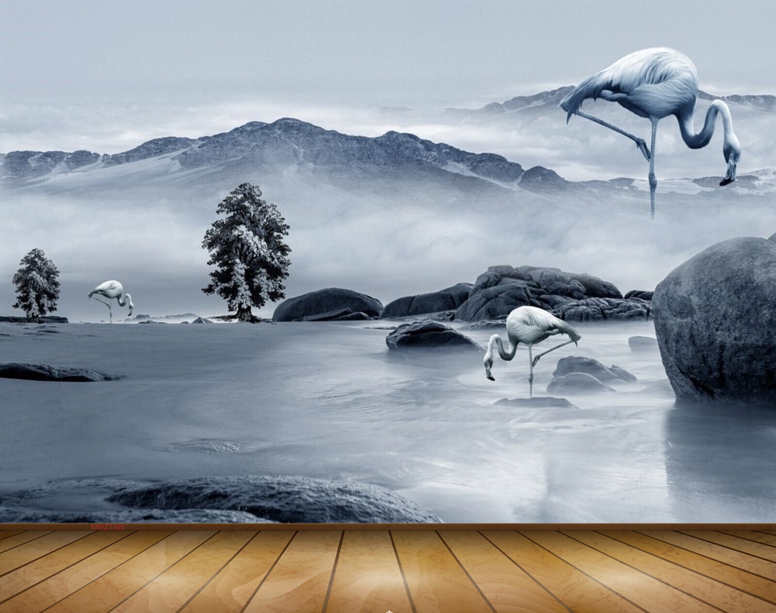 Avikalp MWZ1395 Cranes Trees Mountains Stones 3D HD Wallpaper Avikalp MWZ1395 Cranes Trees Mountains Stones 3D HD Wallpaper