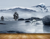Avikalp MWZ1395 Cranes Trees Mountains Stones 3D HD Wallpaper Avikalp MWZ1395 Cranes Trees Mountains Stones 3D HD Wallpaper