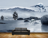 Avikalp MWZ1395 Cranes Trees Mountains Stones 3D HD Wallpaper Avikalp MWZ1395 Cranes Trees Mountains Stones 3D HD Wallpaper