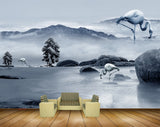 Avikalp MWZ1395 Cranes Trees Mountains Stones 3D HD Wallpaper Avikalp MWZ1395 Cranes Trees Mountains Stones 3D HD Wallpaper