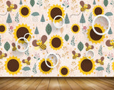 Avikalp MWZ1416 Yellow Sunflowers Honeybees Leaves 3D HD Wallpaper Avikalp MWZ1416 Yellow Sunflowers Honeybees Leaves 3D HD Wallpaper