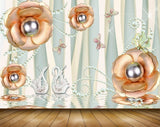 Avikalp MWZ1417 Orange Pearl Flowers Butterflies Swans 3D HD Wallpaper Avikalp MWZ1417 Orange Pearl Flowers Butterflies Swans 3D HD Wallpaper