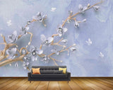 Avikalp MWZ1424 White Flowers Branches Butterflies 3D HD Wallpaper Avikalp MWZ1424 White Flowers Branches Butterflies 3D HD Wallpaper