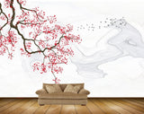 Avikalp MWZ1427 Red White Flowers Birds 3D HD Wallpaper Avikalp MWZ1427 Red White Flowers Birds 3D HD Wallpaper