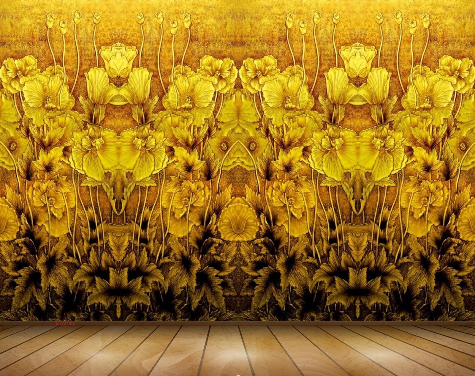 Avikalp MWZ1467 Golden Flowers Plants 3D HD Wallpaper Avikalp MWZ1467 Golden Flowers Plants 3D HD Wallpaper