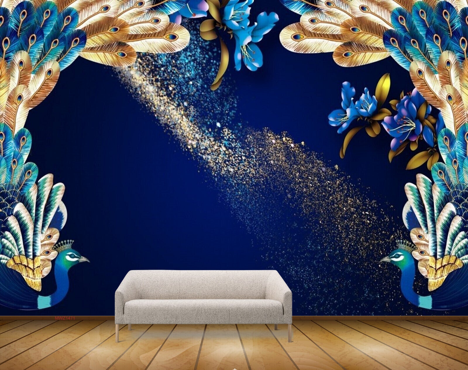 Avikalp MWZ1471 Peacocks Violet Blue Flowers 3D HD Wallpaper Avikalp MWZ1471 Peacocks Violet Blue Flowers 3D HD Wallpaper