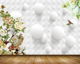 Avikalp MWZ1474 White Orange Flowers Birds 3D HD Wallpaper Avikalp MWZ1474 White Orange Flowers Birds 3D HD Wallpaper