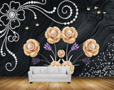 Avikalp MWZ1482 Orange Purple Flowers Birds 3D HD Wallpaper Avikalp MWZ1482 Orange Purple Flowers Birds 3D HD Wallpaper