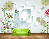 Avikalp MWZ1484 Pink White Green Flowers Butterflies HD Wallpaper Avikalp MWZ1484 Pink White Green Flowers Butterflies HD Wallpaper