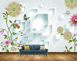 Avikalp MWZ1484 Pink White Green Flowers Butterflies 3D HD Wallpaper Avikalp MWZ1484 Pink White Green Flowers Butterflies 3D HD Wallpaper