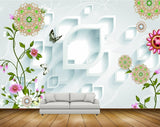 Avikalp MWZ1484 Pink White Green Flowers Butterflies 3D HD Wallpaper Avikalp MWZ1484 Pink White Green Flowers Butterflies 3D HD Wallpaper