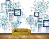 Avikalp MWZ1487 Blue Green Flowers Butterflies 3D HD Wallpaper Avikalp MWZ1487 Blue Green Flowers Butterflies 3D HD Wallpaper