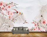 Avikalp MWZ1494 Pink White Flowers Birds Butterflies 3D HD Wallpaper Avikalp MWZ1494 Pink White Flowers Birds Butterflies 3D HD Wallpaper