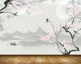 Avikalp MWZ1496 Pink White Flowers Boats Birds 3D HD Wallpaper Avikalp MWZ1496 Pink White Flowers Boats Birds 3D HD Wallpaper