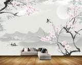 Avikalp MWZ1496 Pink White Flowers Boats Birds 3D HD Wallpaper Avikalp MWZ1496 Pink White Flowers Boats Birds 3D HD Wallpaper