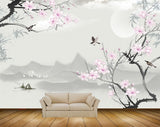 Avikalp MWZ1496 Pink White Flowers Boats Birds 3D HD Wallpaper Avikalp MWZ1496 Pink White Flowers Boats Birds 3D HD Wallpaper
