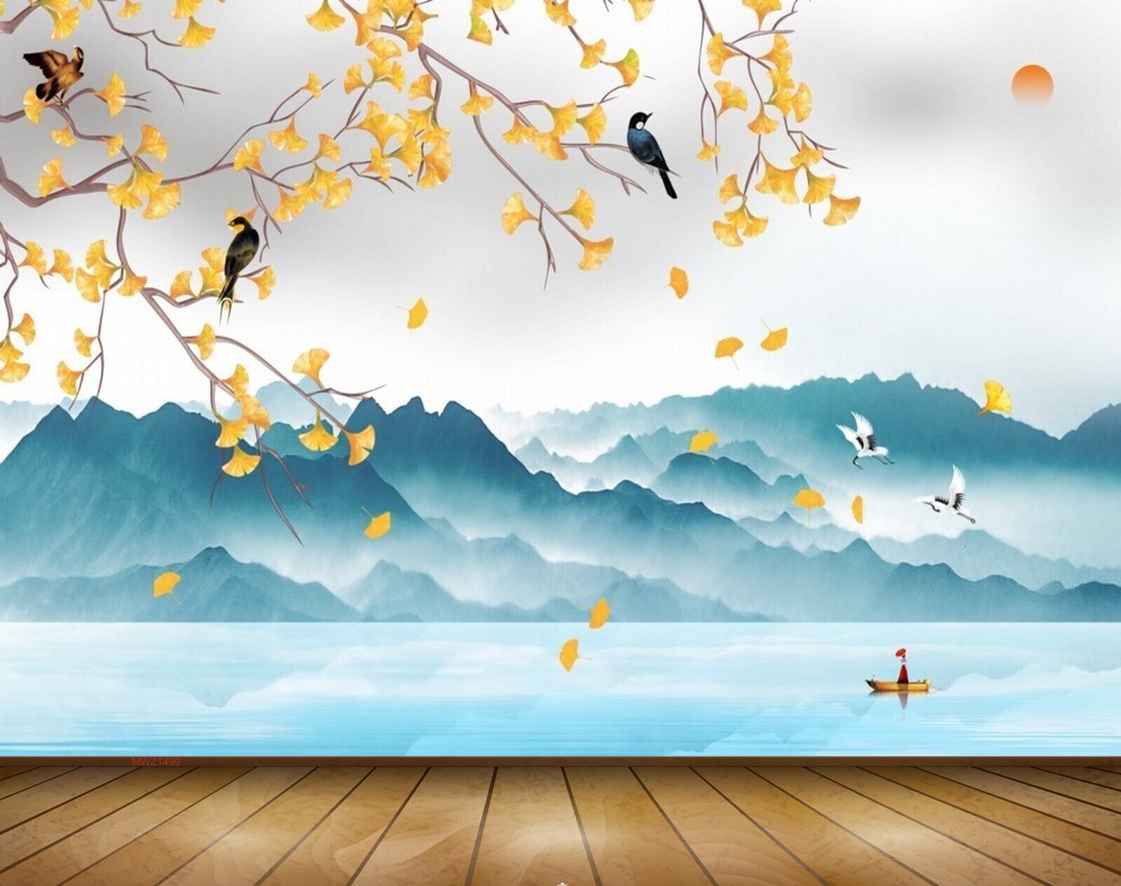 Avikalp MWZ1499 Yellow Flowers Birds Mountains 3D HD Wallpaper Avikalp MWZ1499 Yellow Flowers Birds Mountains 3D HD Wallpaper
