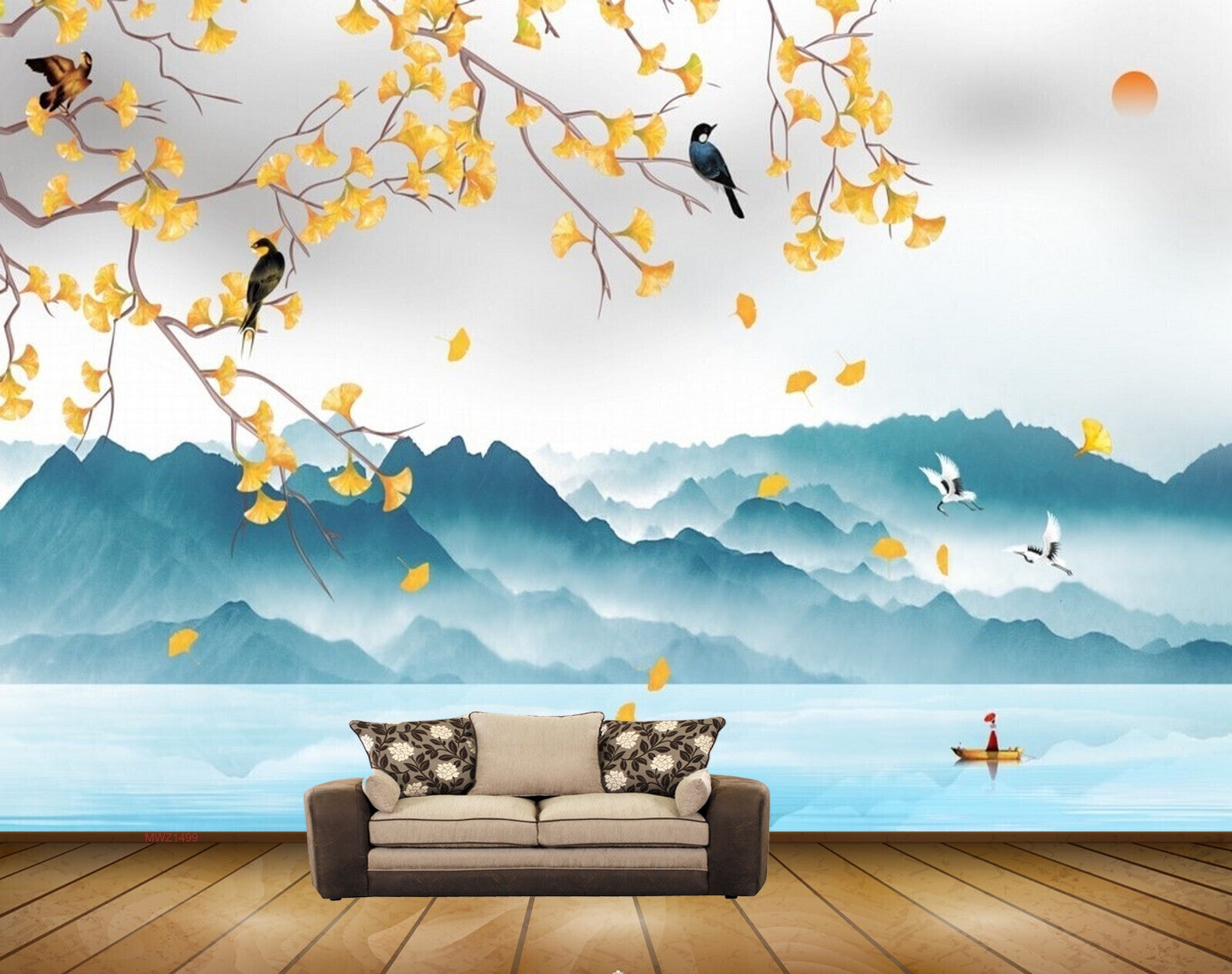 Avikalp MWZ1499 Yellow Flowers Birds Mountains 3D HD Wallpaper Avikalp MWZ1499 Yellow Flowers Birds Mountains 3D HD Wallpaper