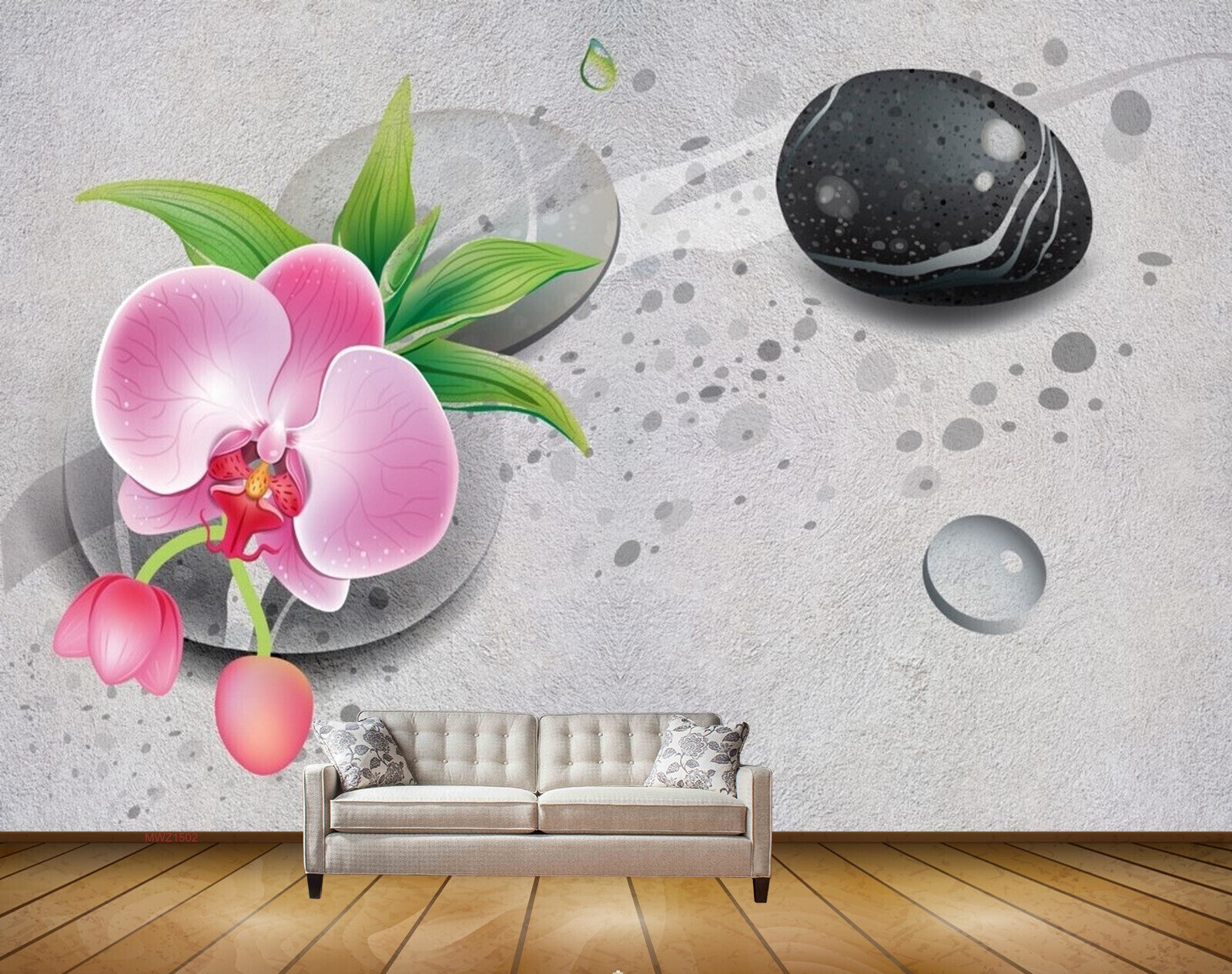 Avikalp MWZ1502 Pink Flowers Stones Plants 3D HD Wallpaper Avikalp MWZ1502 Pink Flowers Stones Plants 3D HD Wallpaper
