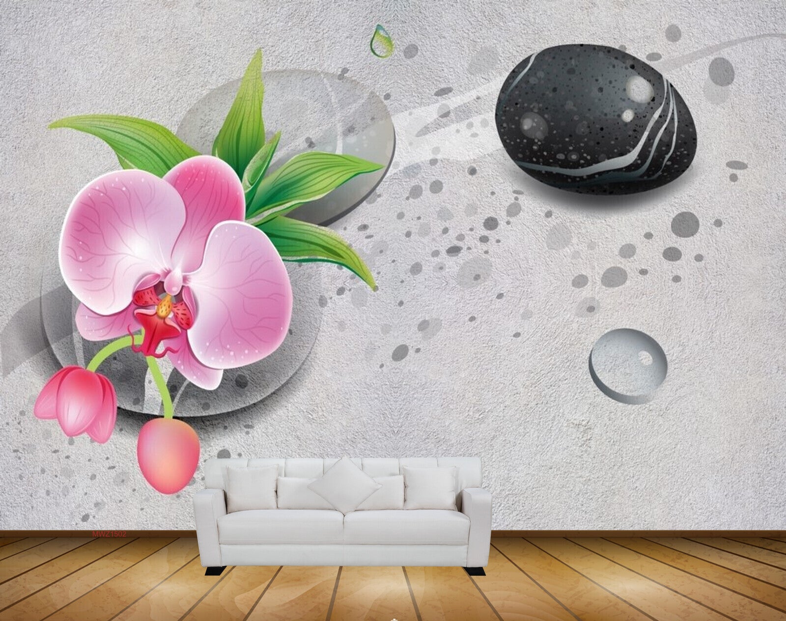 Avikalp MWZ1502 Pink Flowers Stones Plants 3D HD Wallpaper Avikalp MWZ1502 Pink Flowers Stones Plants 3D HD Wallpaper