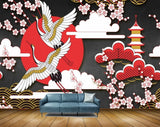 Avikalp MWZ1505 Cranes Pink White Flowers 3D HD Wallpaper Avikalp MWZ1505 Cranes Pink White Flowers 3D HD Wallpaper