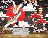 Avikalp MWZ1505 Cranes Pink White Flowers 3D HD Wallpaper Avikalp MWZ1505 Cranes Pink White Flowers 3D HD Wallpaper