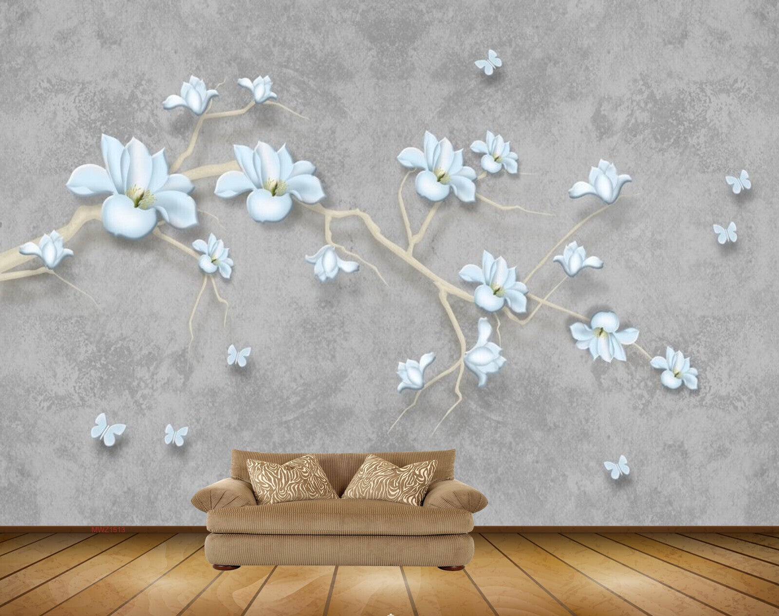 Avikalp MWZ1513 White Flowers Branches Butterflies 3D HD Wallpaper Avikalp MWZ1513 White Flowers Branches Butterflies 3D HD Wallpaper