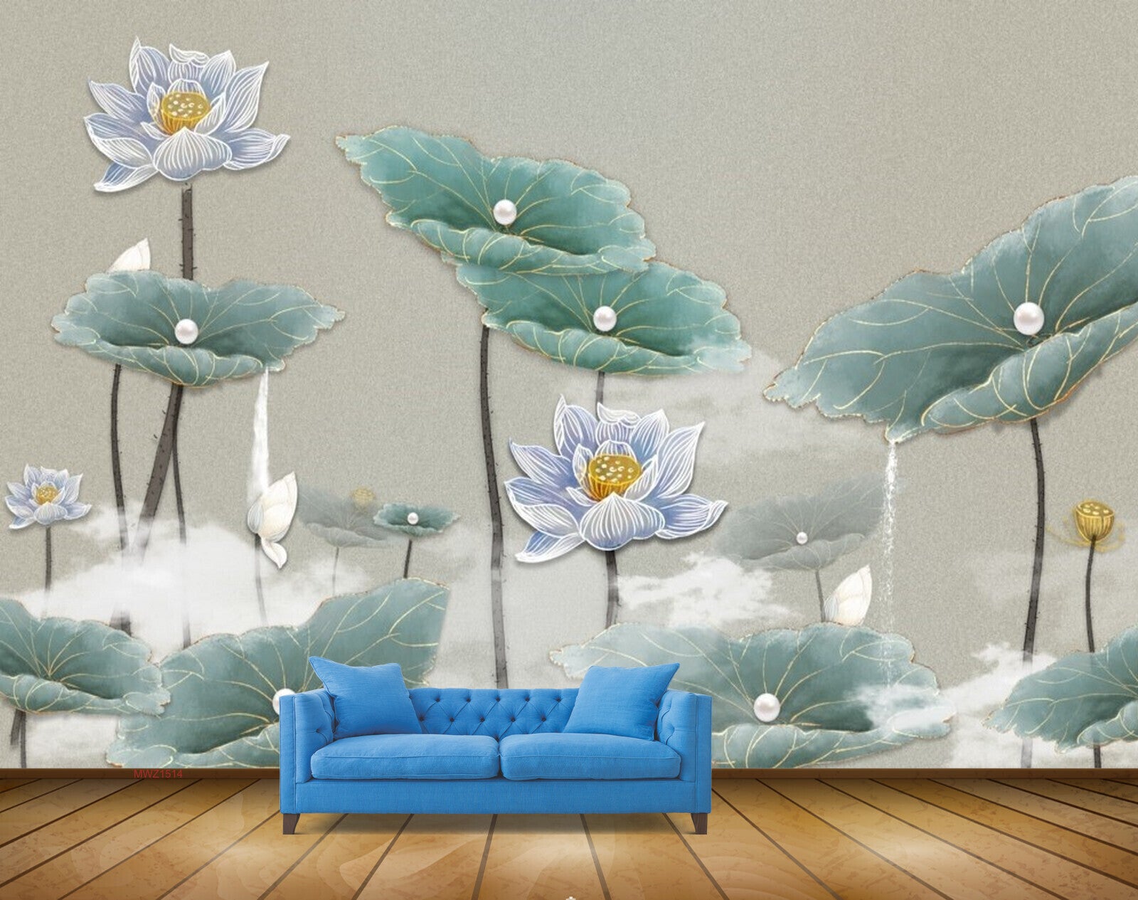 Avikalp MWZ1514 White Blue Flowers Leaves 3D HD Wallpaper Avikalp MWZ1514 White Blue Flowers Leaves 3D HD Wallpaper