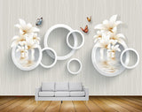 Avikalp MWZ1530 White Orange Flowers Butterflies 3D HD Wallpaper Avikalp MWZ1530 White Orange Flowers Butterflies 3D HD Wallpaper