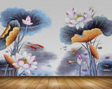 Avikalp MWZ1541 Pink White Flowers Fishes Leaves 3D HD Wallpaper Avikalp MWZ1541 Pink White Flowers Fishes Leaves 3D HD Wallpaper