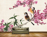 Avikalp MWZ1549 Pink Flowers Birds Leaves HD Wallpaper Avikalp MWZ1549 Pink Flowers Birds Leaves HD Wallpaper