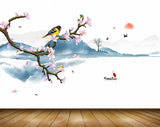 Avikalp MWZ1552 Pink White Flowers Branches Birds Boat 3D HD Wallpaper Avikalp MWZ1552 Pink White Flowers Branches Birds Boat 3D HD Wallpaper