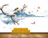 Avikalp MWZ1552 Pink White Flowers Branches Birds Boat 3D HD Wallpaper Avikalp MWZ1552 Pink White Flowers Branches Birds Boat 3D HD Wallpaper