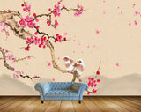 Avikalp MWZ1553 Pink White Flowers Branches Birds 3D HD Wallpaper Avikalp MWZ1553 Pink White Flowers Branches Birds 3D HD Wallpaper