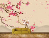 Avikalp MWZ1553 Pink White Flowers Branches Birds 3D HD Wallpaper Avikalp MWZ1553 Pink White Flowers Branches Birds 3D HD Wallpaper