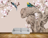 Avikalp MWZ1554 Pink White Flowers Tree Birds HD Wallpaper Avikalp MWZ1554 Pink White Flowers Tree Birds HD Wallpaper