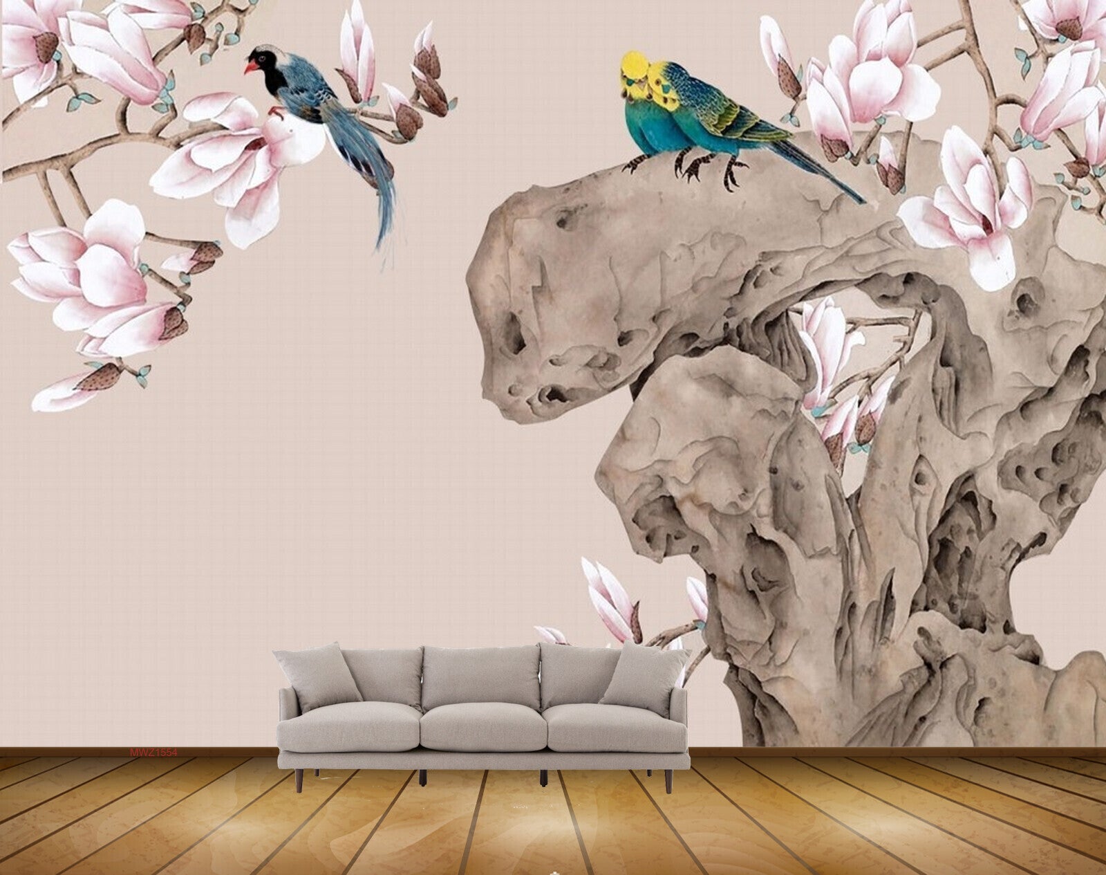 Avikalp MWZ1554 Pink White Flowers Tree Birds 3D HD Wallpaper Avikalp MWZ1554 Pink White Flowers Tree Birds 3D HD Wallpaper