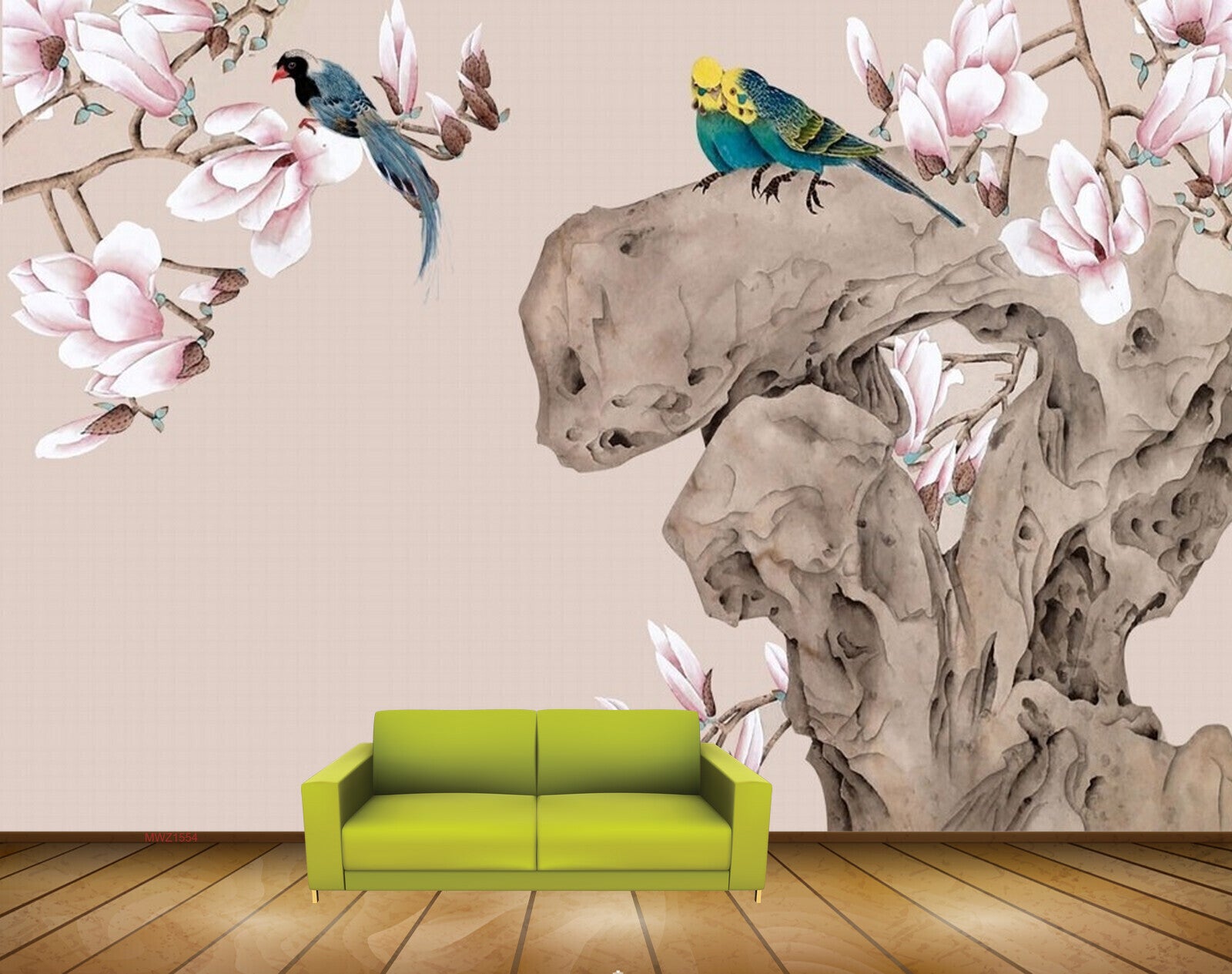 Avikalp MWZ1554 Pink White Flowers Tree Birds 3D HD Wallpaper Avikalp MWZ1554 Pink White Flowers Tree Birds 3D HD Wallpaper
