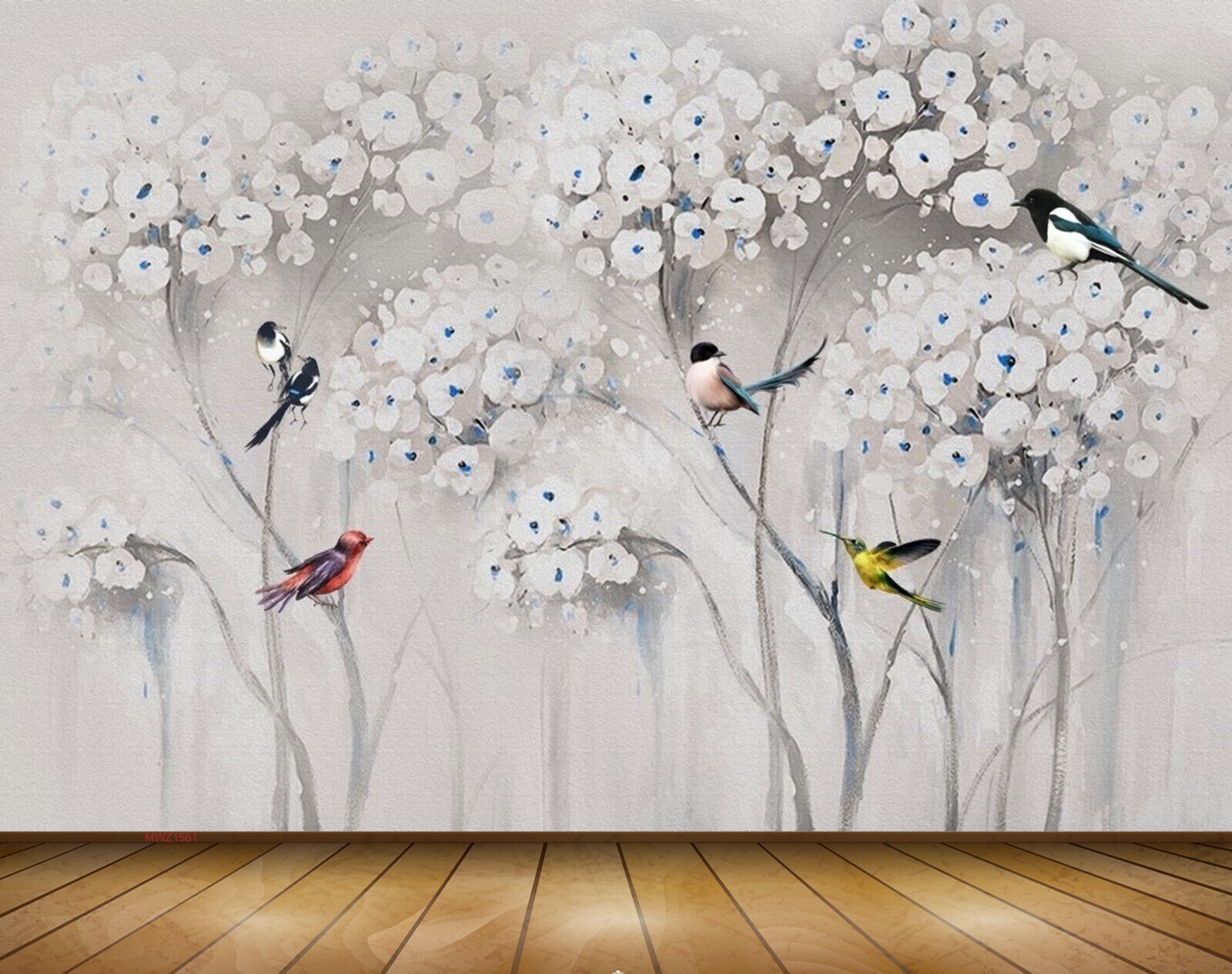 Avikalp MWZ1561 White Flowers Birds 3D HD Wallpaper Avikalp MWZ1561 White Flowers Birds 3D HD Wallpaper