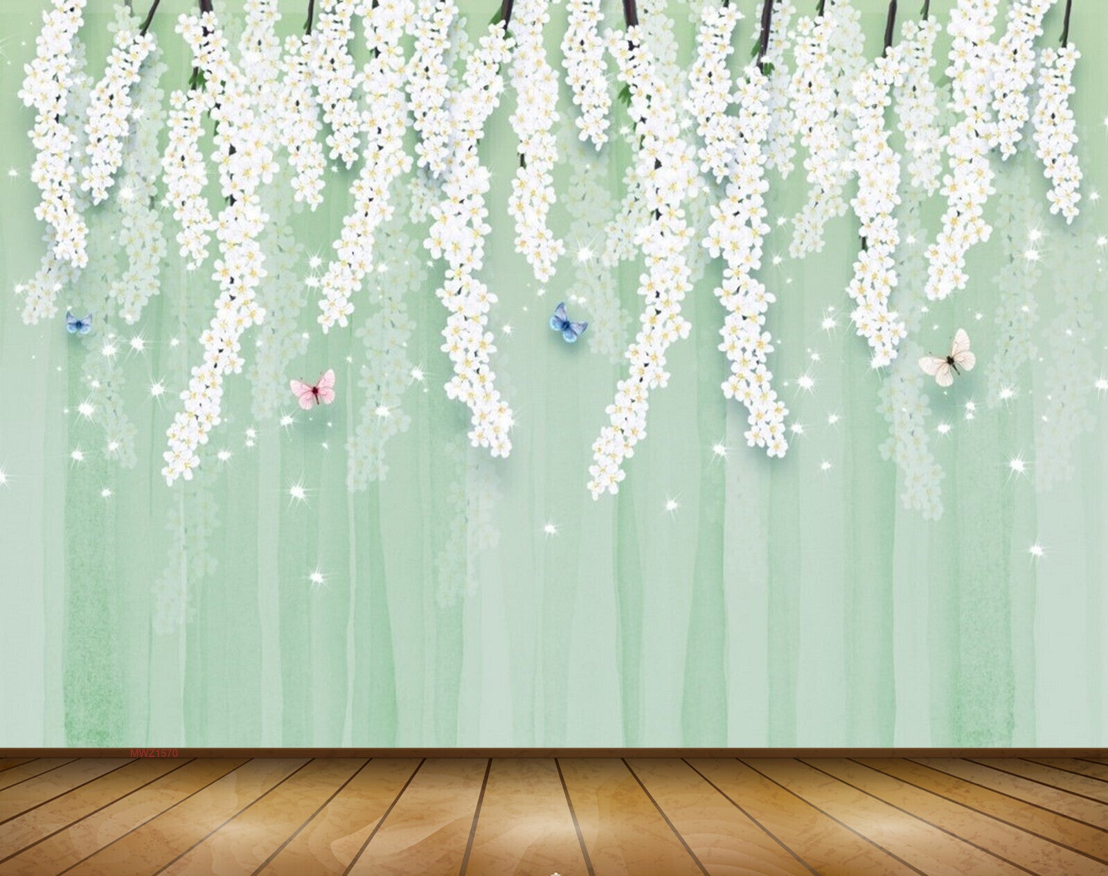 Avikalp MWZ1570 White Flowers Butterflies 3D HD Wallpaper Avikalp MWZ1570 White Flowers Butterflies 3D HD Wallpaper