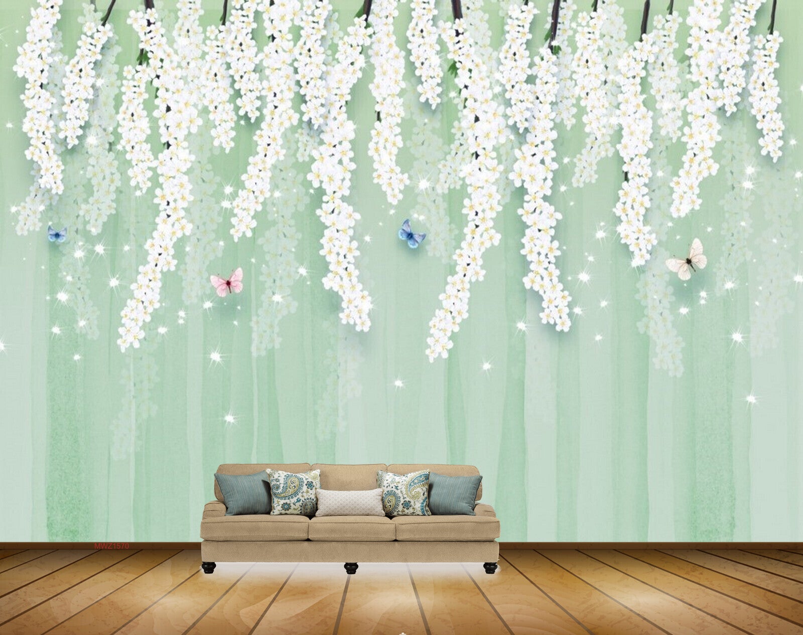 Avikalp MWZ1570 White Flowers Butterflies 3D HD Wallpaper Avikalp MWZ1570 White Flowers Butterflies 3D HD Wallpaper