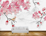 Avikalp MWZ1572 Pink White Flowers Bird 3D HD Wallpaper Avikalp MWZ1572 Pink White Flowers Bird 3D HD Wallpaper