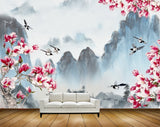 Avikalp MWZ1573 Pink White Flowers Birds HD Wallpaper Avikalp MWZ1573 Pink White Flowers Birds HD Wallpaper