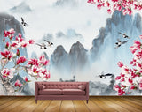 Avikalp MWZ1573 Pink White Flowers Birds 3D HD Wallpaper Avikalp MWZ1573 Pink White Flowers Birds 3D HD Wallpaper