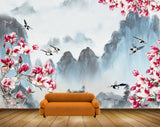 Avikalp MWZ1573 Pink White Flowers Birds 3D HD Wallpaper Avikalp MWZ1573 Pink White Flowers Birds 3D HD Wallpaper