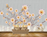 Avikalp MWZ1582 Pink Yellow Flowers Cranes HD Wallpaper Avikalp MWZ1582 Pink Yellow Flowers Cranes HD Wallpaper